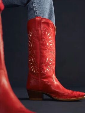 NWT Tecovas Annie Eagle Americana Red Cowboy Boots